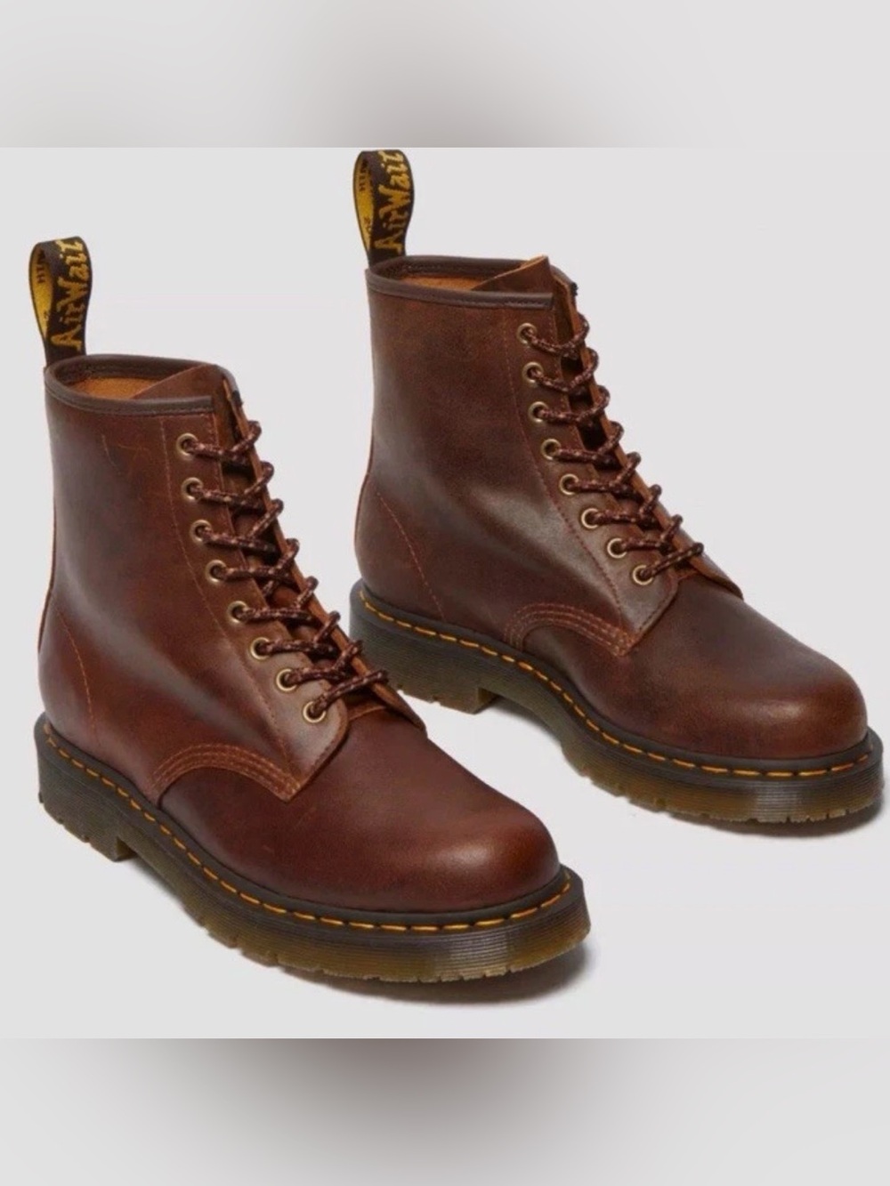 Dr. Martens 1460 SR Brown Slip Resistant Leather Combat Boots Mens 7 Ladies 8